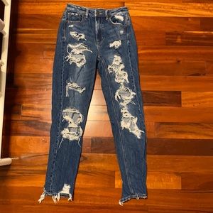 women size 00 american eagle ripped mom jeans